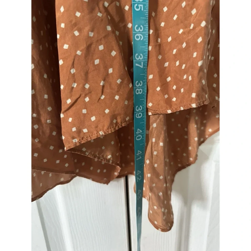 Lafayette 148 Women's Brown 3/4 Sleeve Silk Polka Dot Shirtdress Size 4 No Belt